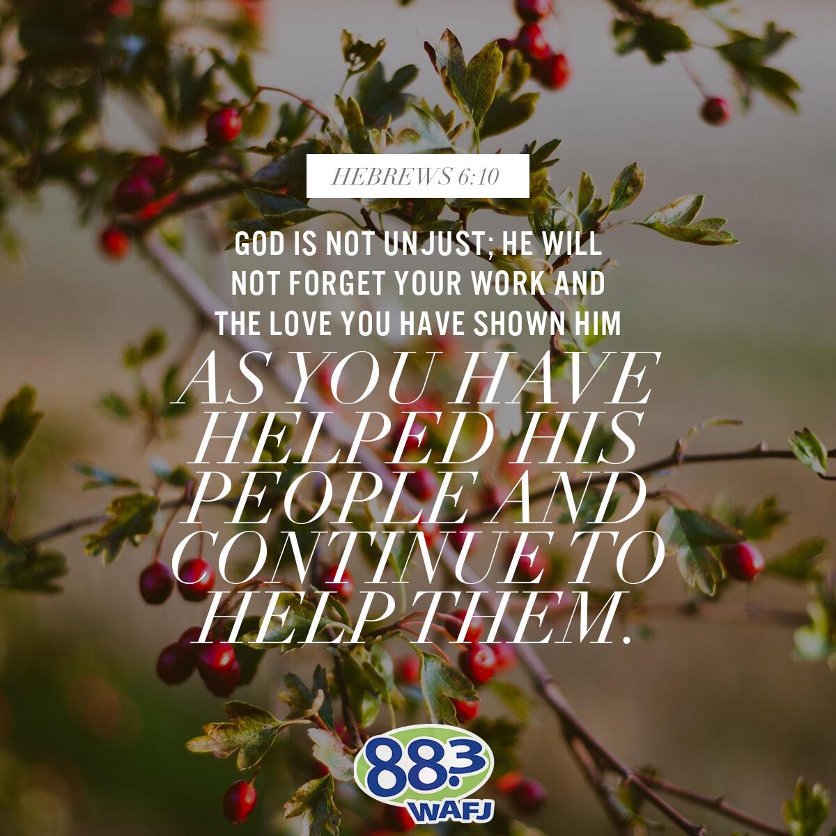 Hebrews 6:10 - Verse of the Day